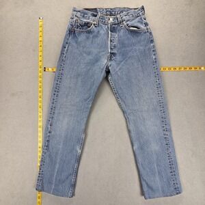 VTG Levis 501 Jeans Womens Light Wash Made USA Straight Altered Hem Fits 26x26